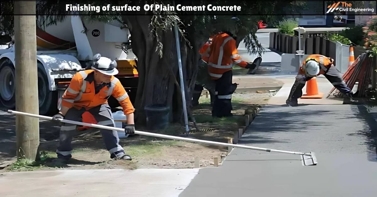 Finishing of surface  Of Plain Cement Concrete