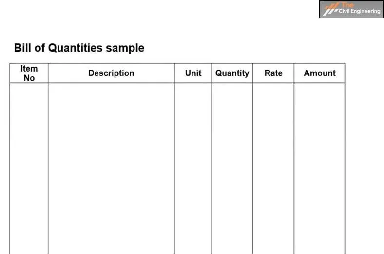 Bill of Quantities